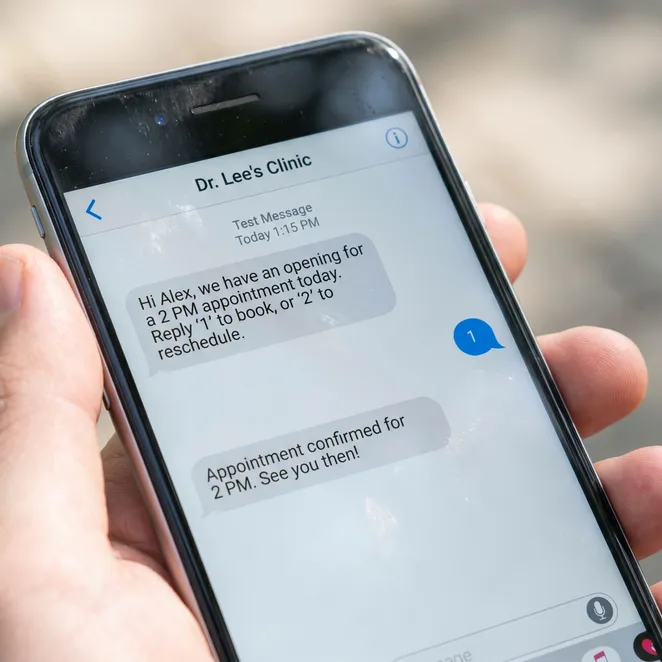 The simplicity of reply-to-book SMS in action.