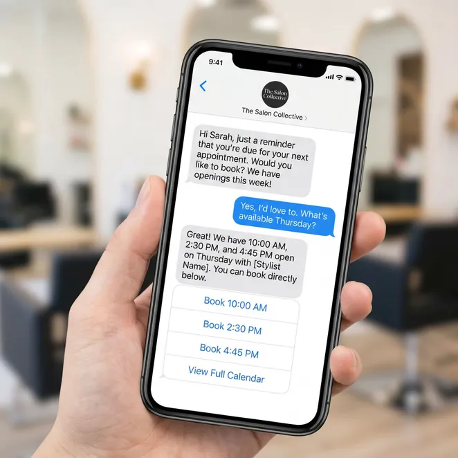 Modern SMS marketing focuses on direct conversion and client convenience.