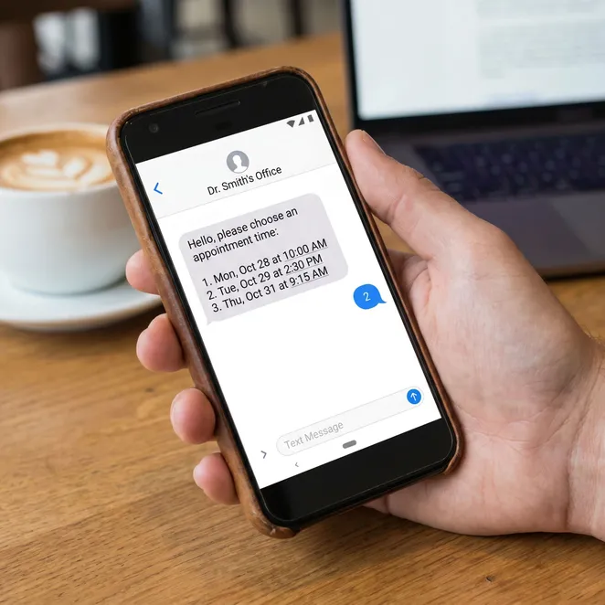 Simple numbered options make booking effortless.