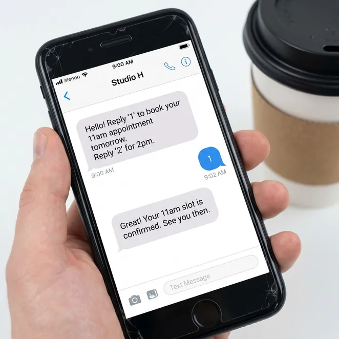 The simple reply-to-book interface.