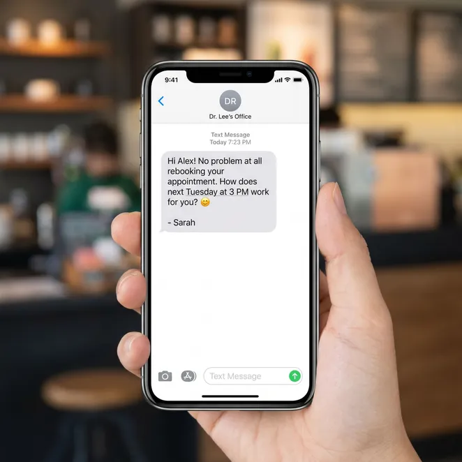 A typical proactive rebooking text.
