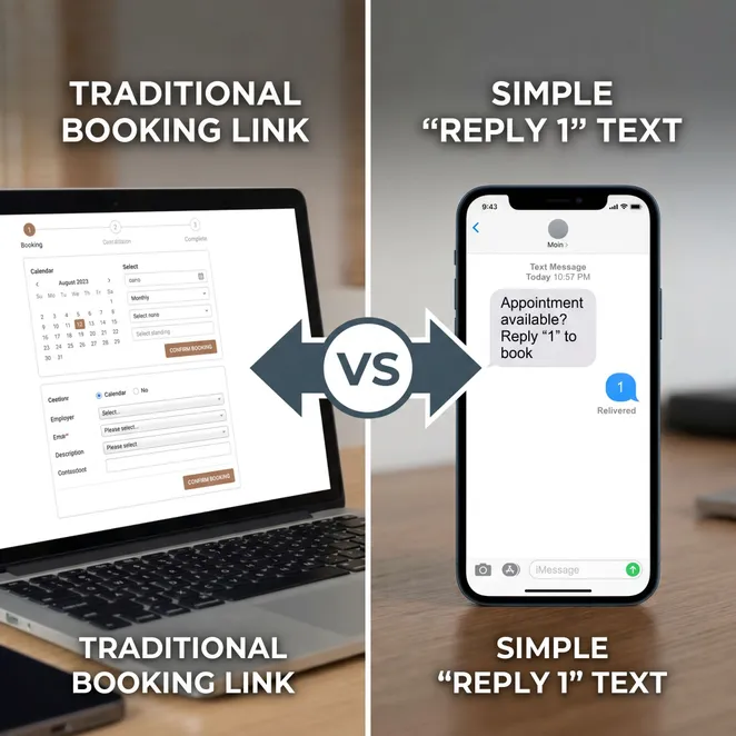 Comparing high-friction links with low-friction SMS replies.
