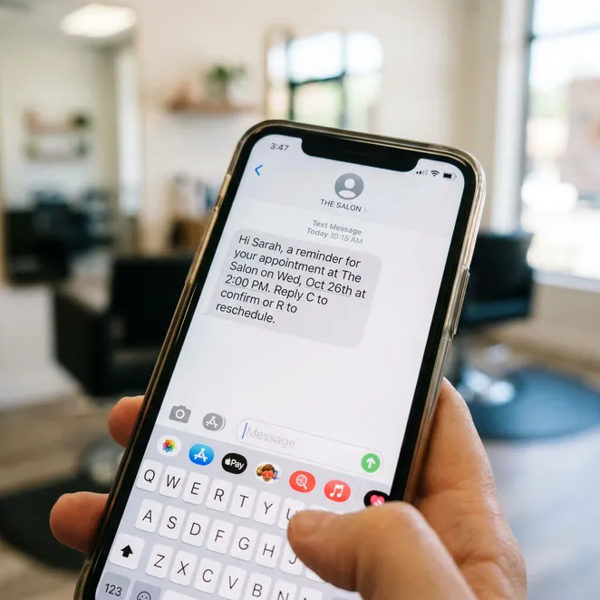 Professional SMS reminders help bridge the gap between booking and arrival.