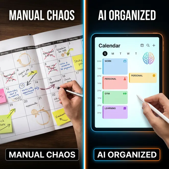 Visualizing the difference between manual entry and AI-optimized flow.