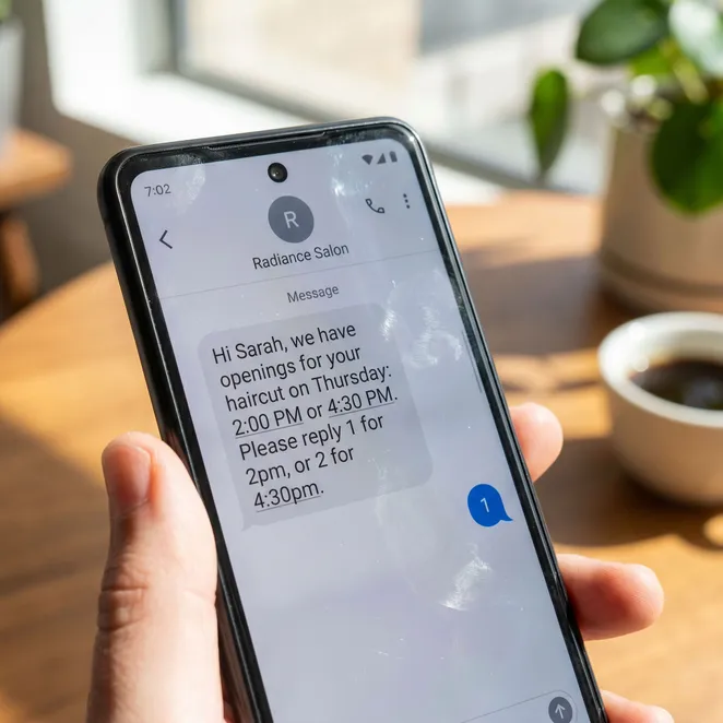 Simplicity: The client books in seconds without leaving their text app.