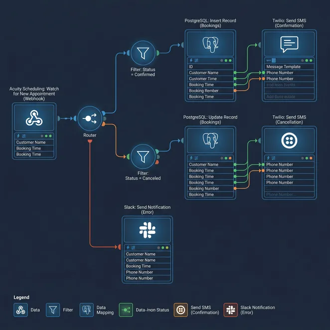 Visualizing a multi-step automation scenario in Make.