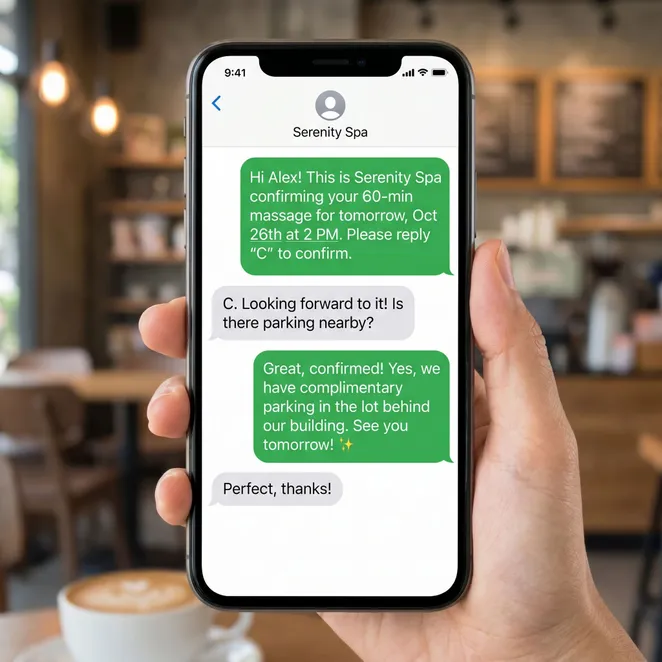 A seamless reply-to-book experience on a mobile device.