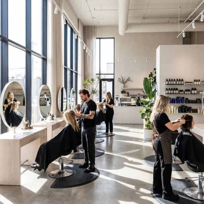 A thriving salon environment built on efficient scheduling and high client retention.