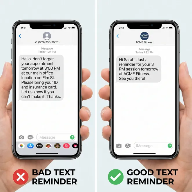 Comparison of effective vs. ineffective client messaging.